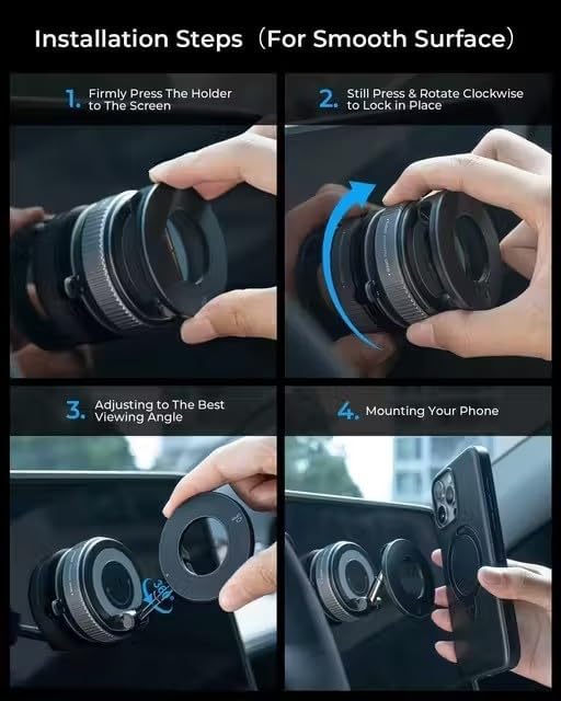 360° Magnetic Vacuum Suction Phone Mount with Strong Grip