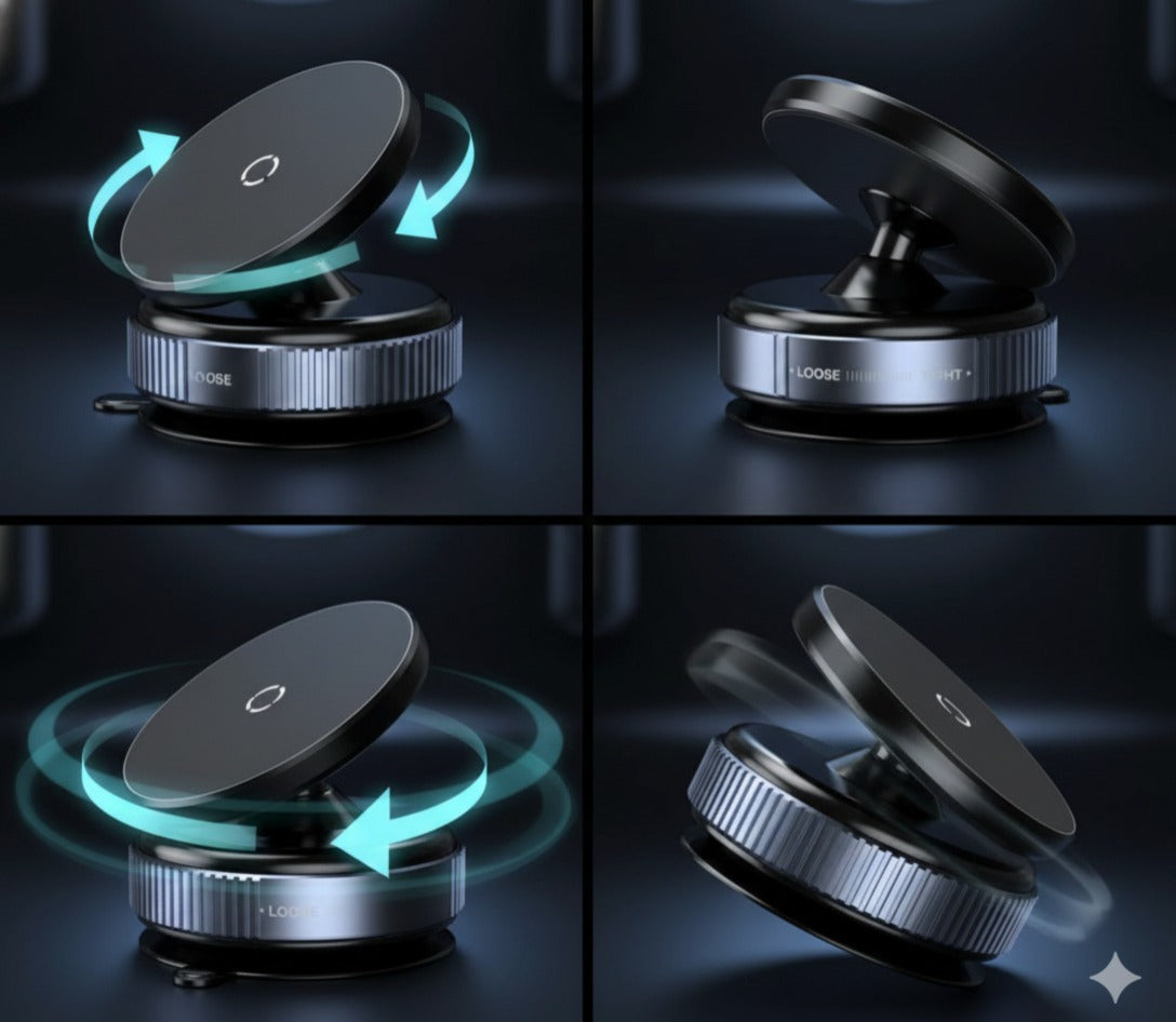 360° Magnetic Vacuum Suction Phone Mount with Strong Grip