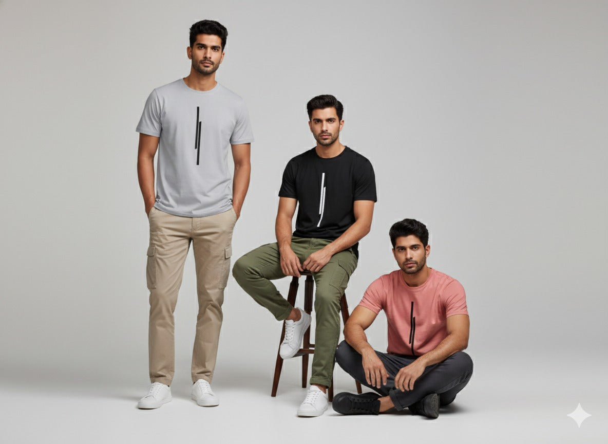Men’s Round Neck Graphic Printed T-Shirts Combo Pack of 3
