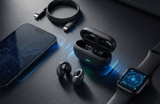 T75 Open-Ear Clip-On Bluetooth Earbuds with Secure Fit Design